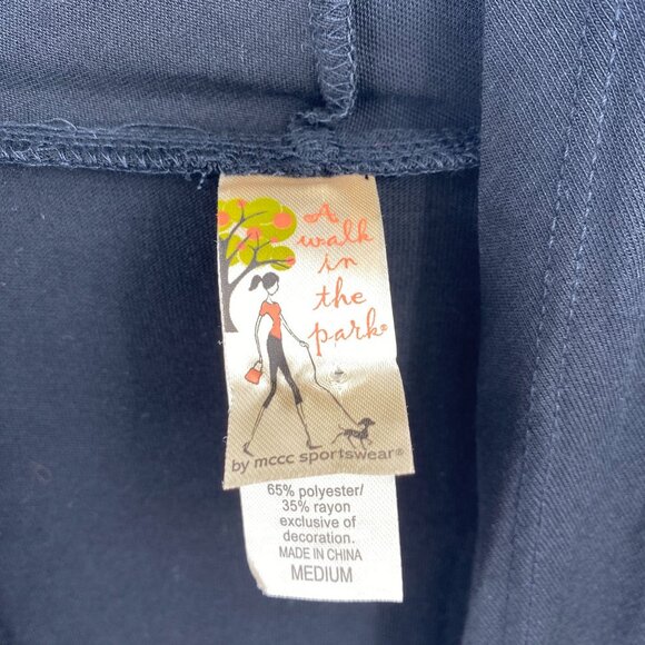 A Walk in the Park Santa Christmas cardigan size medium black Holiday open front - Picture 4 of 8